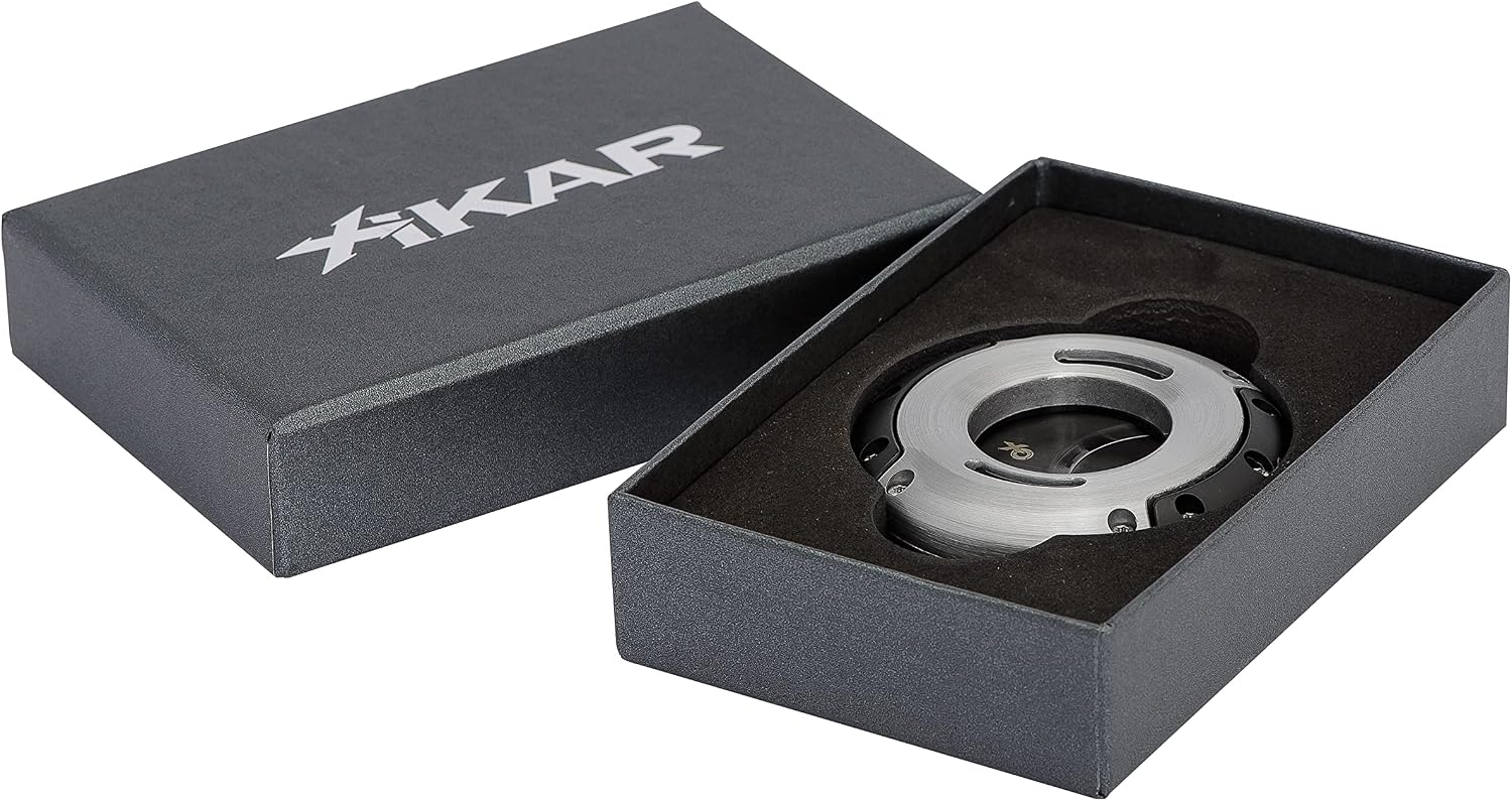 Xikar XO Double Guillotine Cigar Cutter, Dual Stainless Steel Blades, 64 RG, Black Blades (Silver and Black)