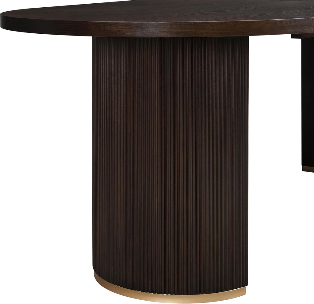 Oval Dining Table with Double Pedestal Base for 6 People, 88-inch Kitchen Table for Dining Room, Easy to Assemble, Espresso