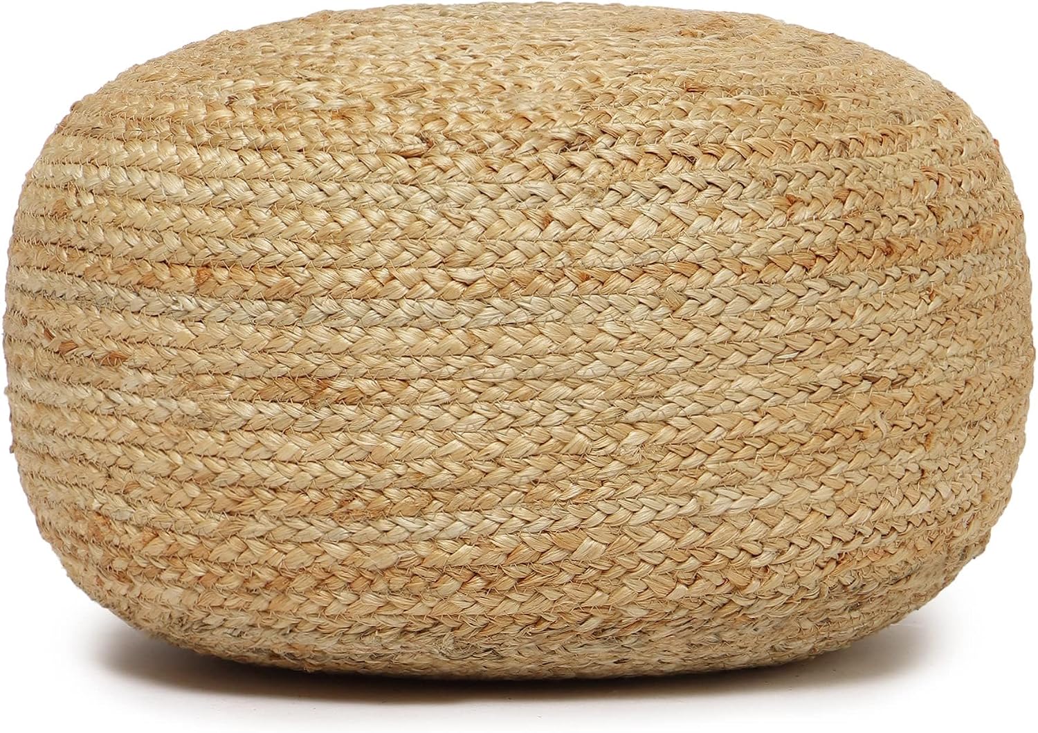 · REDEARTH · Jute Circular Low Pouf Ottoman - Braided Pouffe Accent Sitting Round Footrest for Living Room, Bedroom, Nursery, kidsroom, Patio, Gym; 100% Jute Set of 2 (18'X18'X10'; Natural)