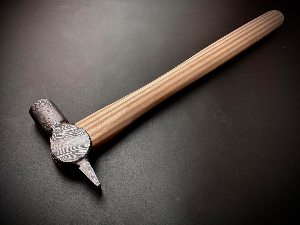 Handmade Cross Peen Hammer | HandForged Damascus Steel | Heat Treated | Wood Working | Ash Wood Handle | 9.8 oz | German Style