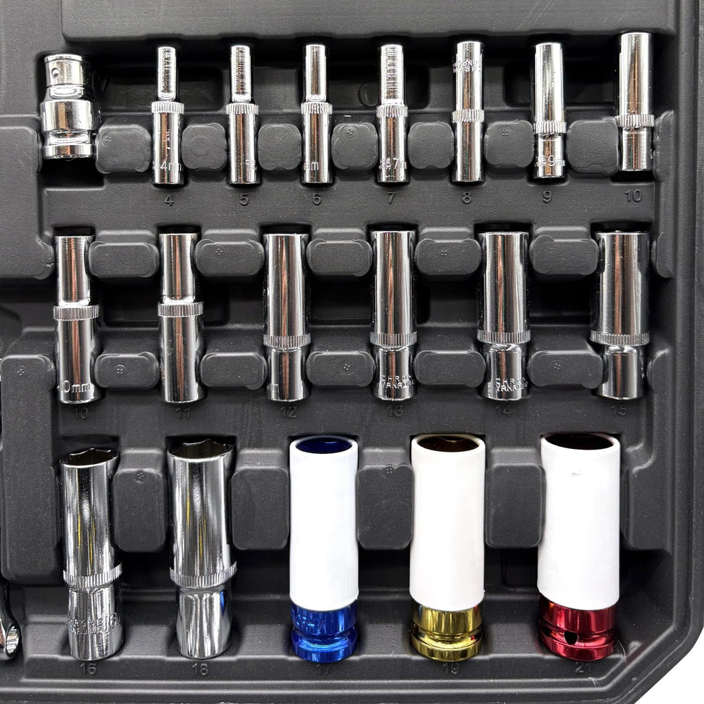 Allen Socket Set and Torx Bit Set, Ratchet Hex Socket Set 3/8', 1/4' and 1/2' Drive Ratchet Set, SAE/Metric Socket Set, S2 Alloy Steel Bits, 222-PCS Automotive Tool Set