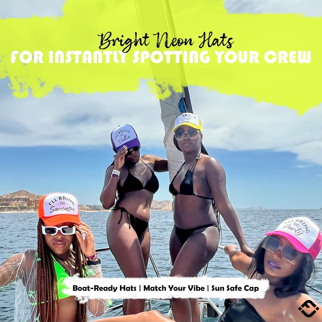 Funky Junque Women's Funny Trucker Hats: Adult Humor for Bachelorette & Girls Trips, Groups 3-25, Mesh Hat - I'll Bring The's