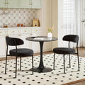 Dining Table and Dining Chair Set 23.6' Black Round Table&2 Boucle Upholstered Chairs for Kitchen Dining Room Small Space 3 Piece Dining Table and Chair Set (Black)