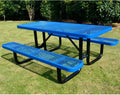 Heavy Duty 6' Rectangular Picnic Table, Expanded Metal,(72' Long) (Blue)