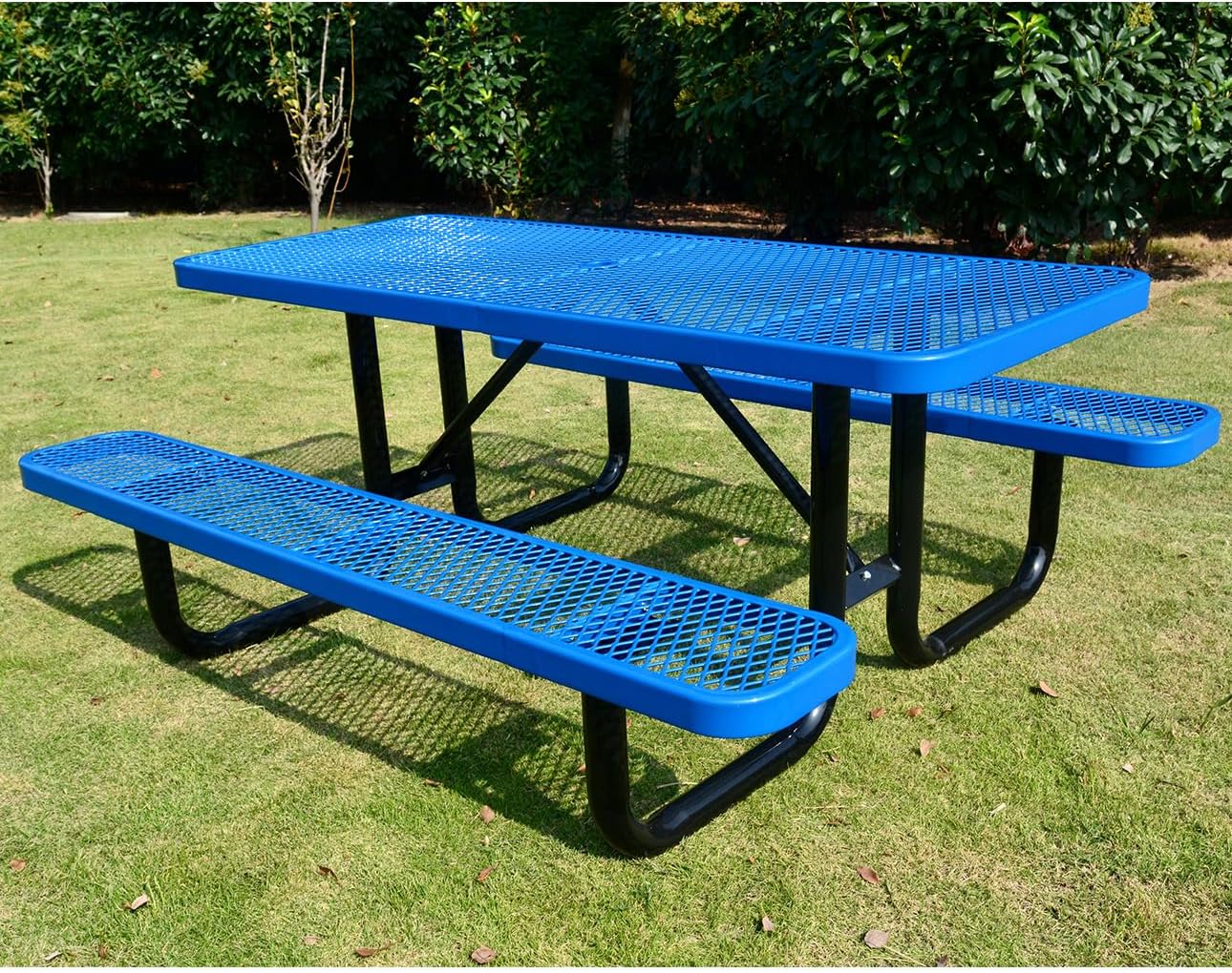 Heavy Duty 6' Rectangular Picnic Table, Expanded Metal,(72' Long) (Blue)
