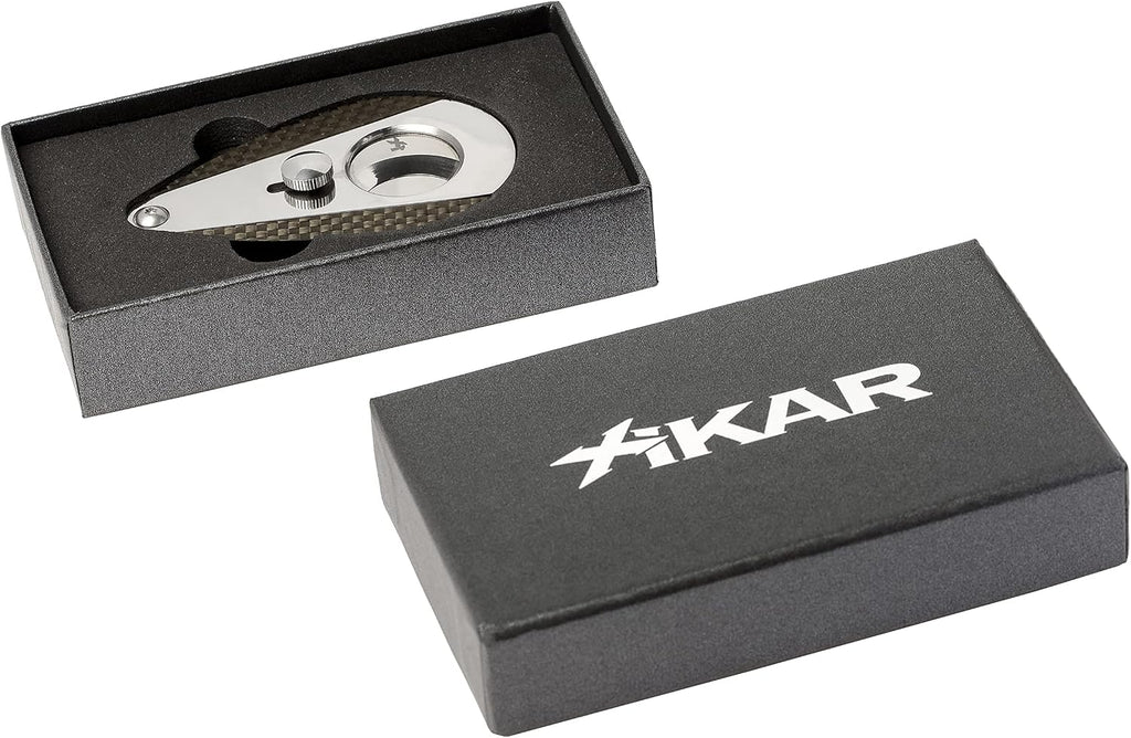 Xikar Xi3 Cigar Cutter, 440 Stainless Steel Blades with Rockwell C Rating of 57, Unique Teardrop Shape, Carbon Fiber
