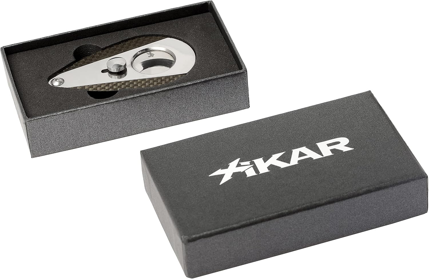 Xikar Xi3 Cigar Cutter, 440 Stainless Steel Blades with Rockwell C Rating of 57, Unique Teardrop Shape, Carbon Fiber