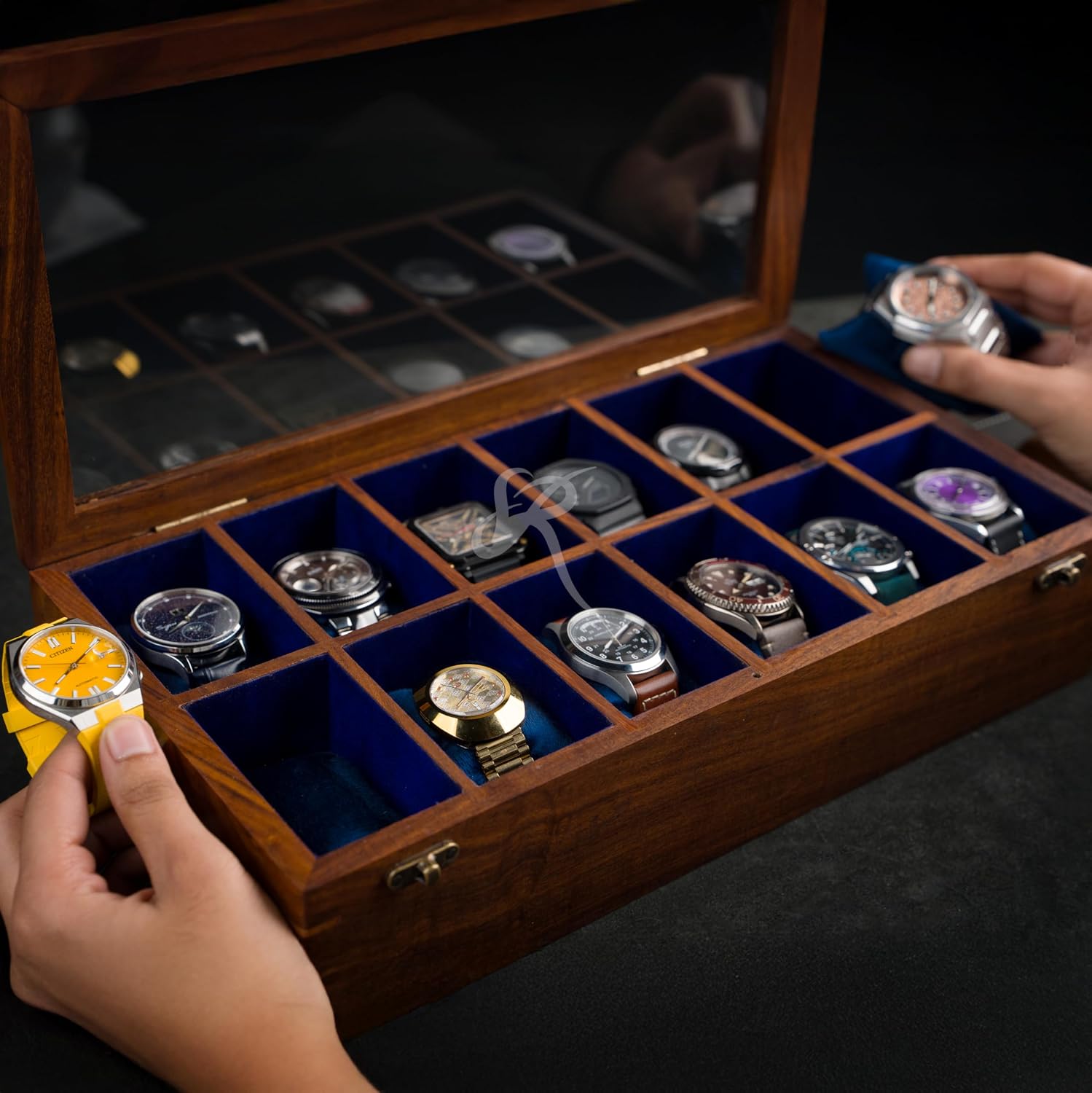 Royal Craft Expertise Wooden watch boxes, Watch box case organizer for men- Indian Long Lasting Wooden Watch Case - Luxury watch box for 12 watches For large mens wrist watches