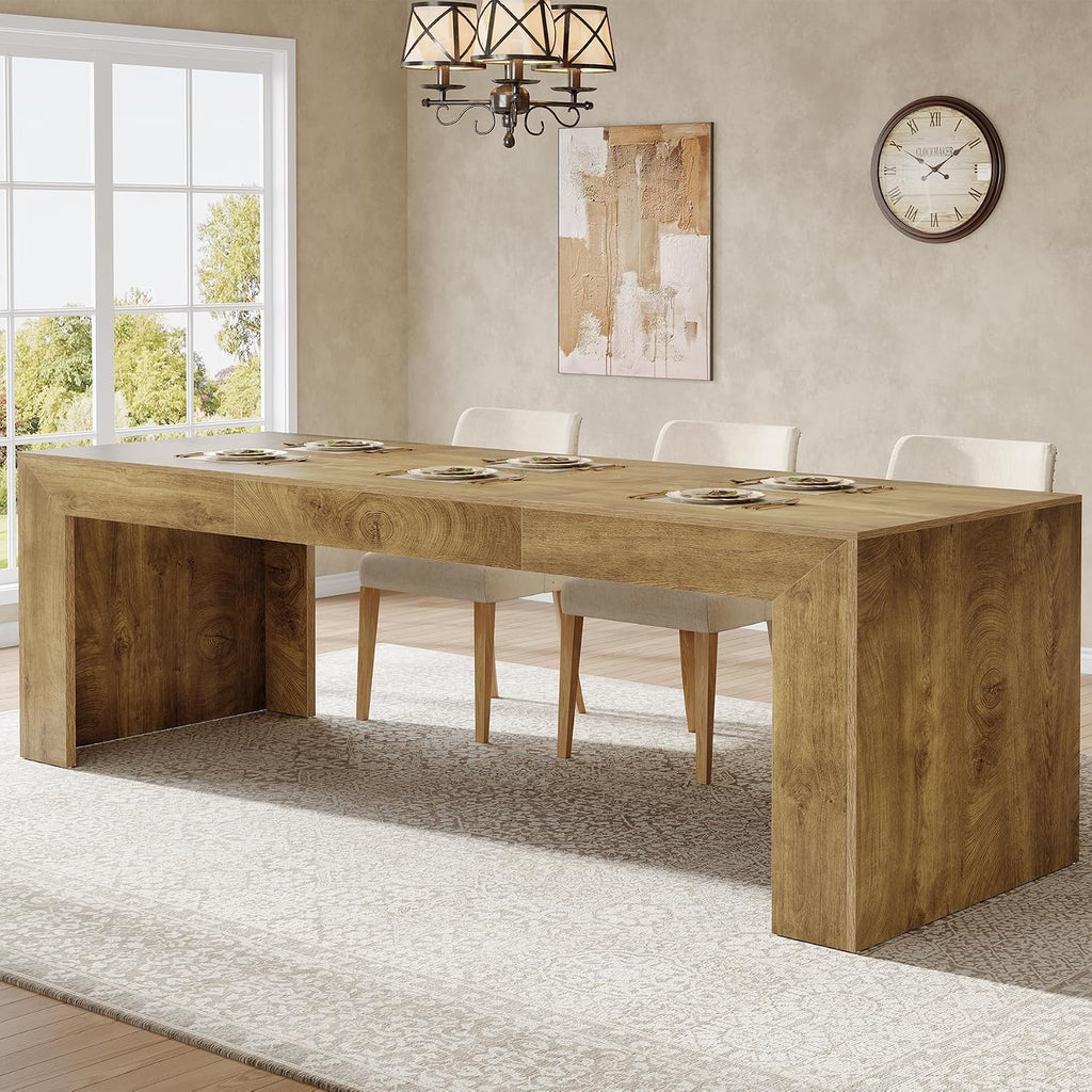 Tribesigns Extra Long Dining Table for 6-8 People, 78.7-Inch Rectangular Kitchen Table with Wooden Tabletop and Legs for Kitchen, Dining Room, Living Room, Heavy Duty, Brown