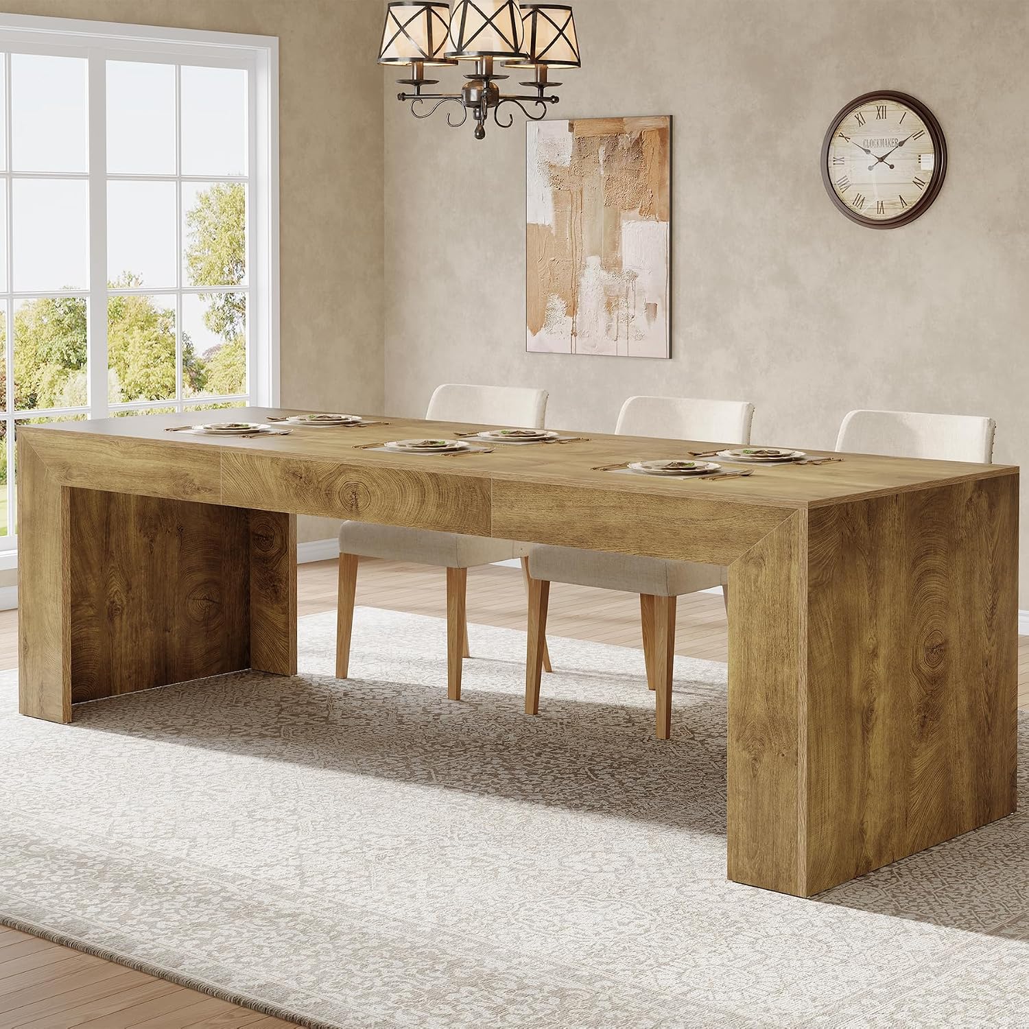 Tribesigns Extra Long Dining Table for 6-8 People, 78.7-Inch Rectangular Kitchen Table with Wooden Tabletop and Legs for Kitchen, Dining Room, Living Room, Heavy Duty, Brown