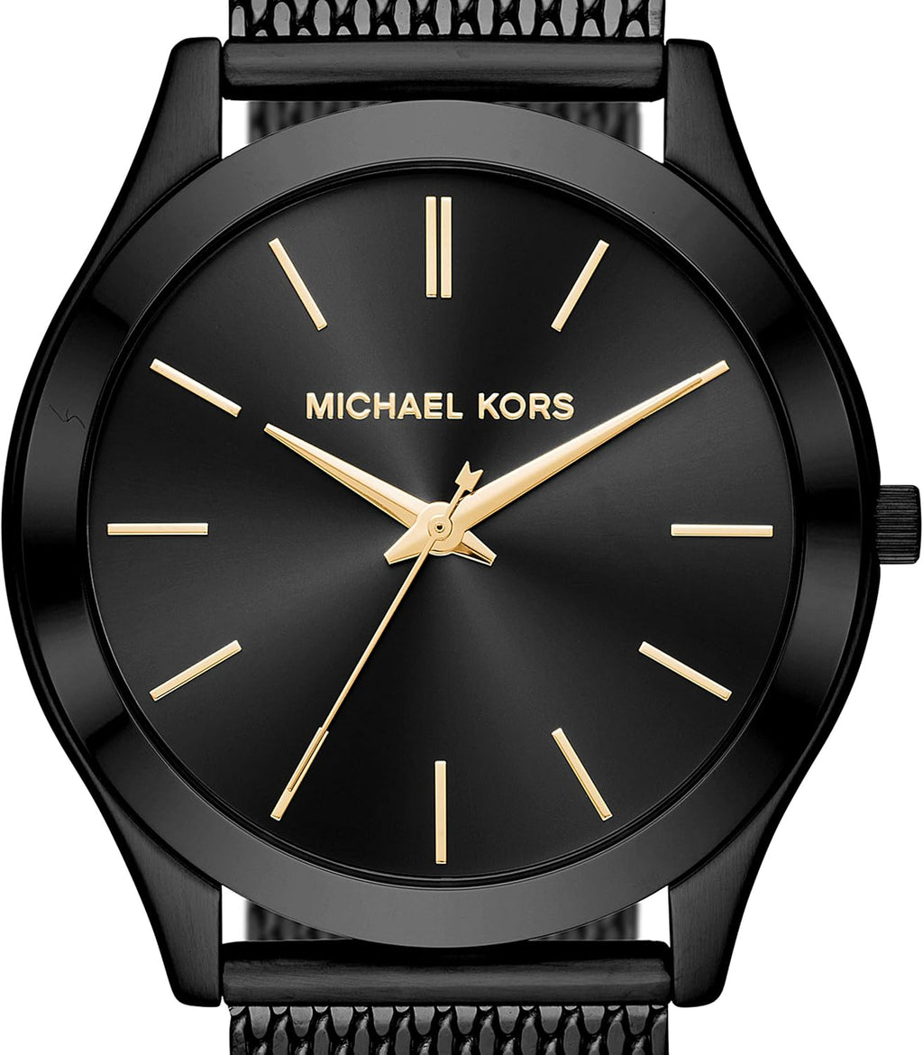 Michael Kors MK9122 - Slim Runway Three-Hand Beige Gold-Tone Stainless Steel Watch