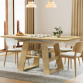 Lxsxlome 47.24''-66.92'' Extendable Dining Room Table for 4-6, Rectangle Extendable Kitchen Table with Removable Leaves, Space Saving, Wooden Dining Table with Storage Shelf (Style 2, Wood Color)