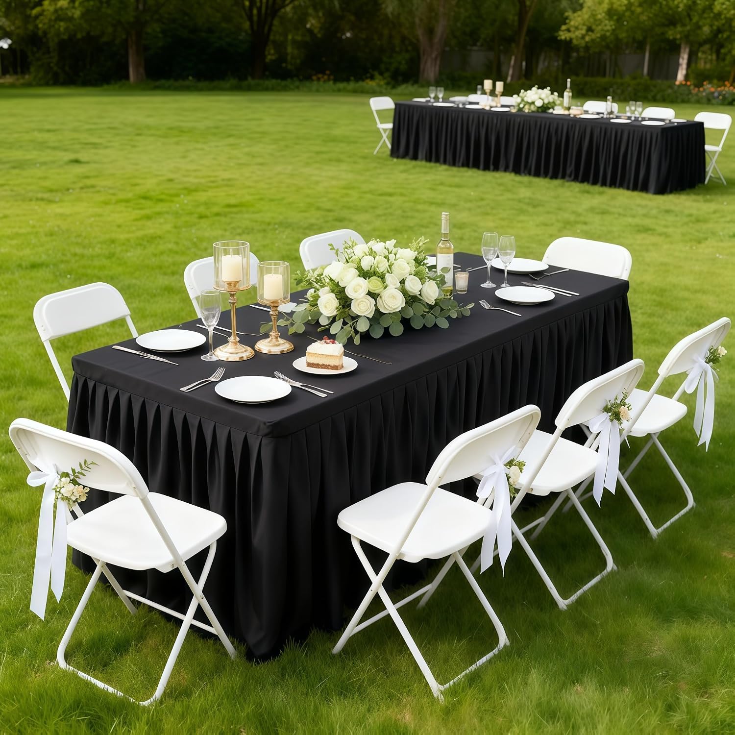 Shillance 6 Pack Black Table Clothes for 6 Foot Rectangle Tables, Premium Polyester Rectangle Tablecloth Wrinkle Resistant Washable Patio Table Cover for Party, Wedding, Banquet and Birthday