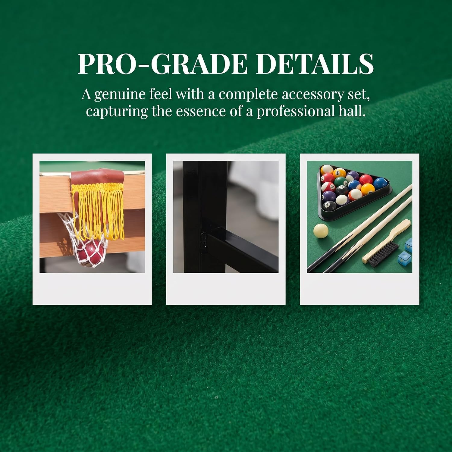 55' Portable Billiards Table with All Accessories, Foldable Pool Game Table for Whole Family Number Use with Cues, Ball, Rack, Chalk - Green