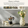 MACKENZIE-CHILDS Tall Enamel Vase, Unique Flower-Vase Decor for Living Room, Gray-and-White Sterling Check