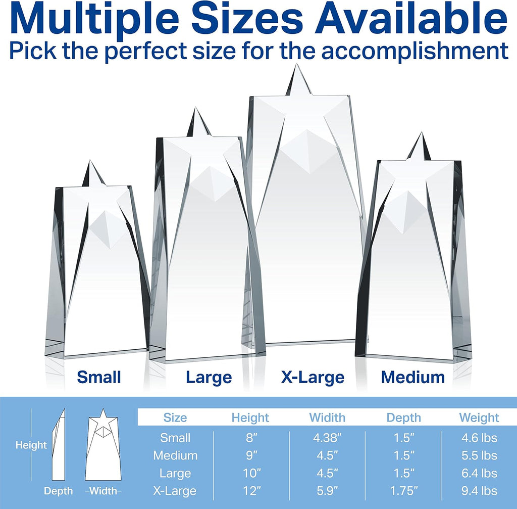 Custom Crystal Employee Services Awards and Trophies, Personalized Engraved with Your own Loyalty Recognition Award Message (Crystal Star Service Award Trophy)