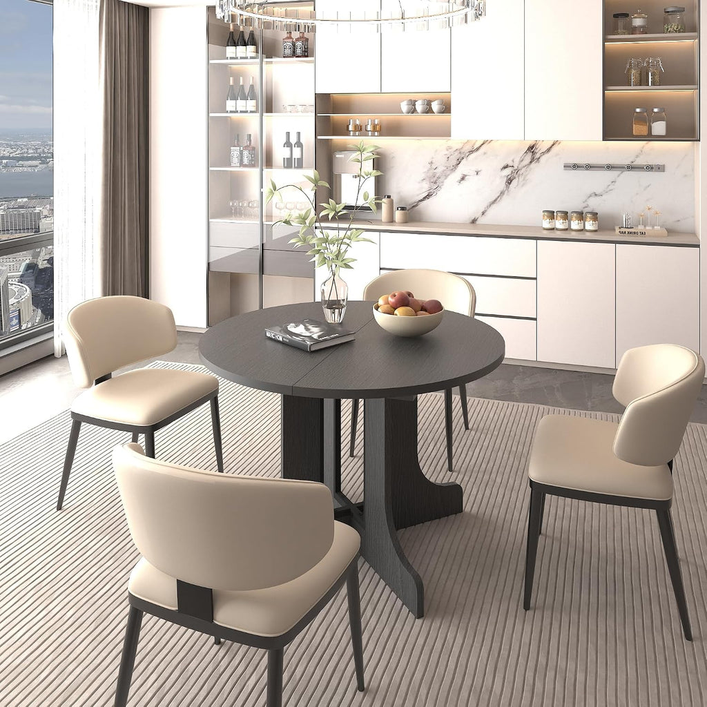 59.06' Dining Table for Farmhouse Kitchen Expandable Oval Table Top with Removable Leaf Trestle X Shaped Base,Black