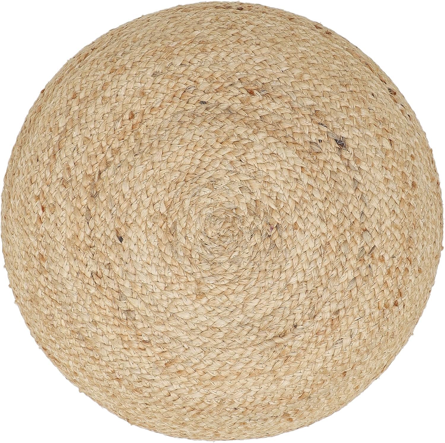 · REDEARTH · Jute Circular Pouf Ottoman - Braided Pouffe Accent Sitting Round Footrest for Living Room, Bedroom, Nursery, kidsroom, Patio, Gym; 100% Jute Set of 2 (19.5'X19.5'X14'; Jute Natural)