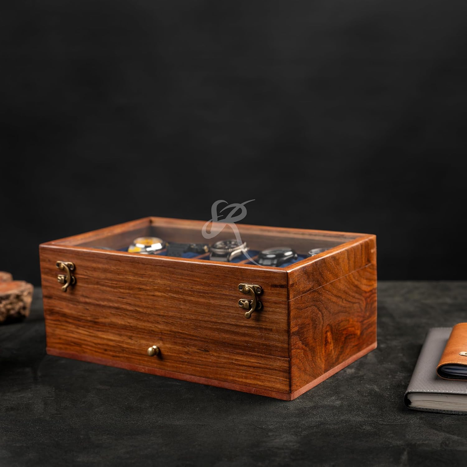 10 Drawer Indian Rosewood Superior Vintage Quality Wooden Mens Watch Display Box Case Organizer Holder | Luxury Timepiece Storage Case | Drawer for wallet, Cufflinks and other Accessories.