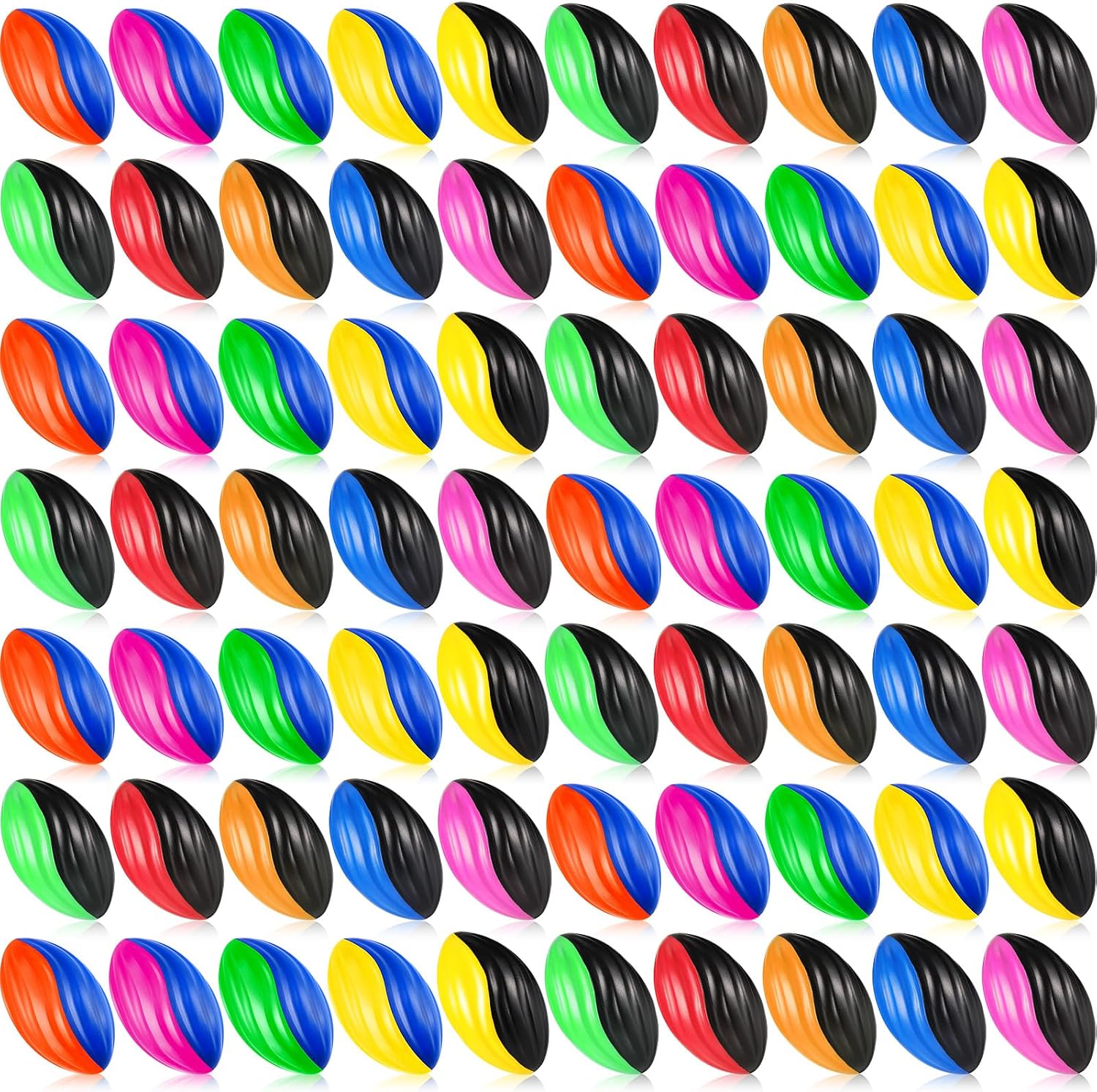 Jerify 100 Pcs Mini Footballs for Kids Spiral Foam Football Bulk 5 Inch Soft Small Waterproof Foam Ball Sports Birthday Toddler Football for Indoor and Outdoor Game (Assorted Color)