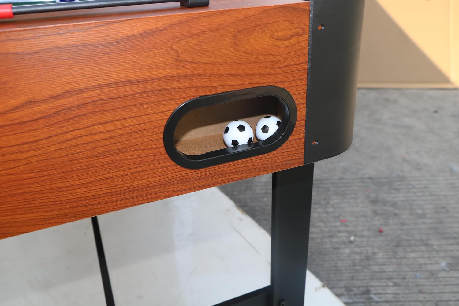48'' Soccer Table, Large Size Foosball Game Table for Adult, Football Table with Cup Hloders & Sturdy Leg for Game Rooms & Parties, Classic Brown