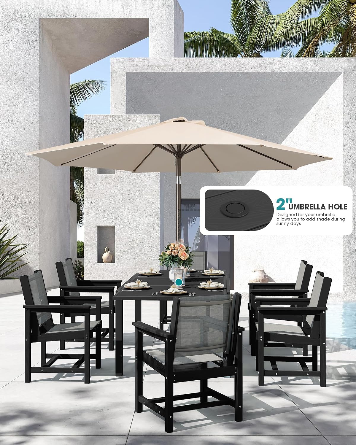 SERWALL Outdoor Dining Chairs Set of 2, All-Weather HDPE Patio Armless Chairs Suitable Outdoor Dining Table, Black