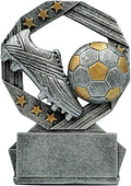 Decade Awards Soccer Hexa Star Trophy - 4.75 Inch Tall | Soccer Tournament Award | Celebrate Every Goal, Block, Shot or Pass - Engraved Plate on Request