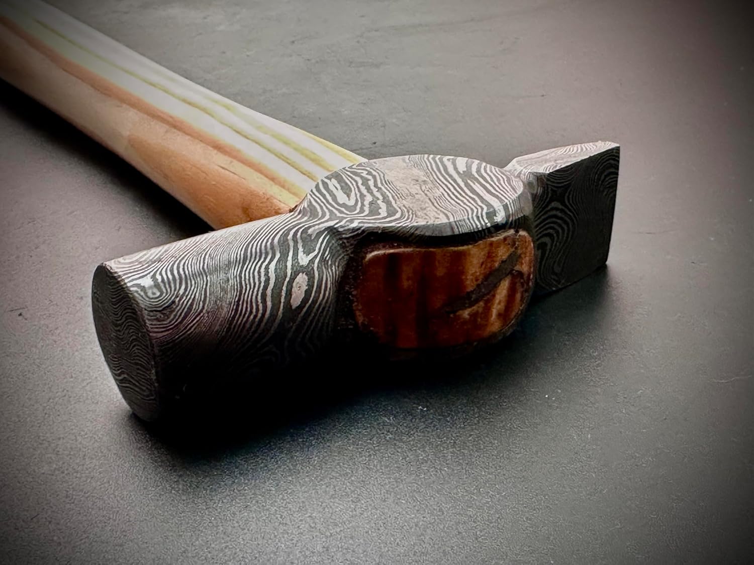Handmade Cross Peen Hammer | HandForged Damascus Steel | Heat Treated | Wood Working | Ash Wood Handle | 9.8 oz | German Style