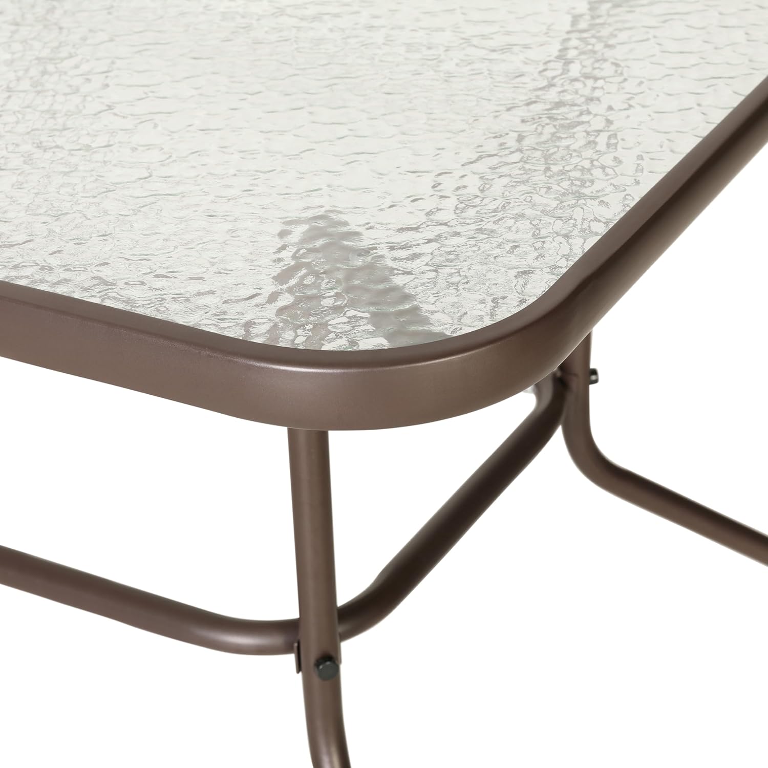 Flash Furniture Tory 31.5' x 55' Rectangular Tempered Glass Metal Table with Umbrella Hole, Bronze