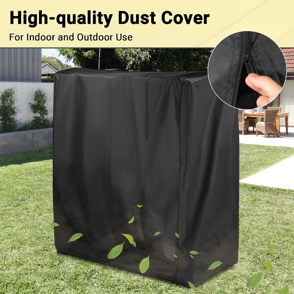 Updated Folding Chair Rack, Heavy-Duty Folding Chair Cart w/ 4 Swivel Wheels, Holds 12 Tables or 84 Chairs, Up to 1000 LBS Capacity, 2 Binding Ropes, 1 Dust Cover, 72'L x 33'W x 74'H, Black