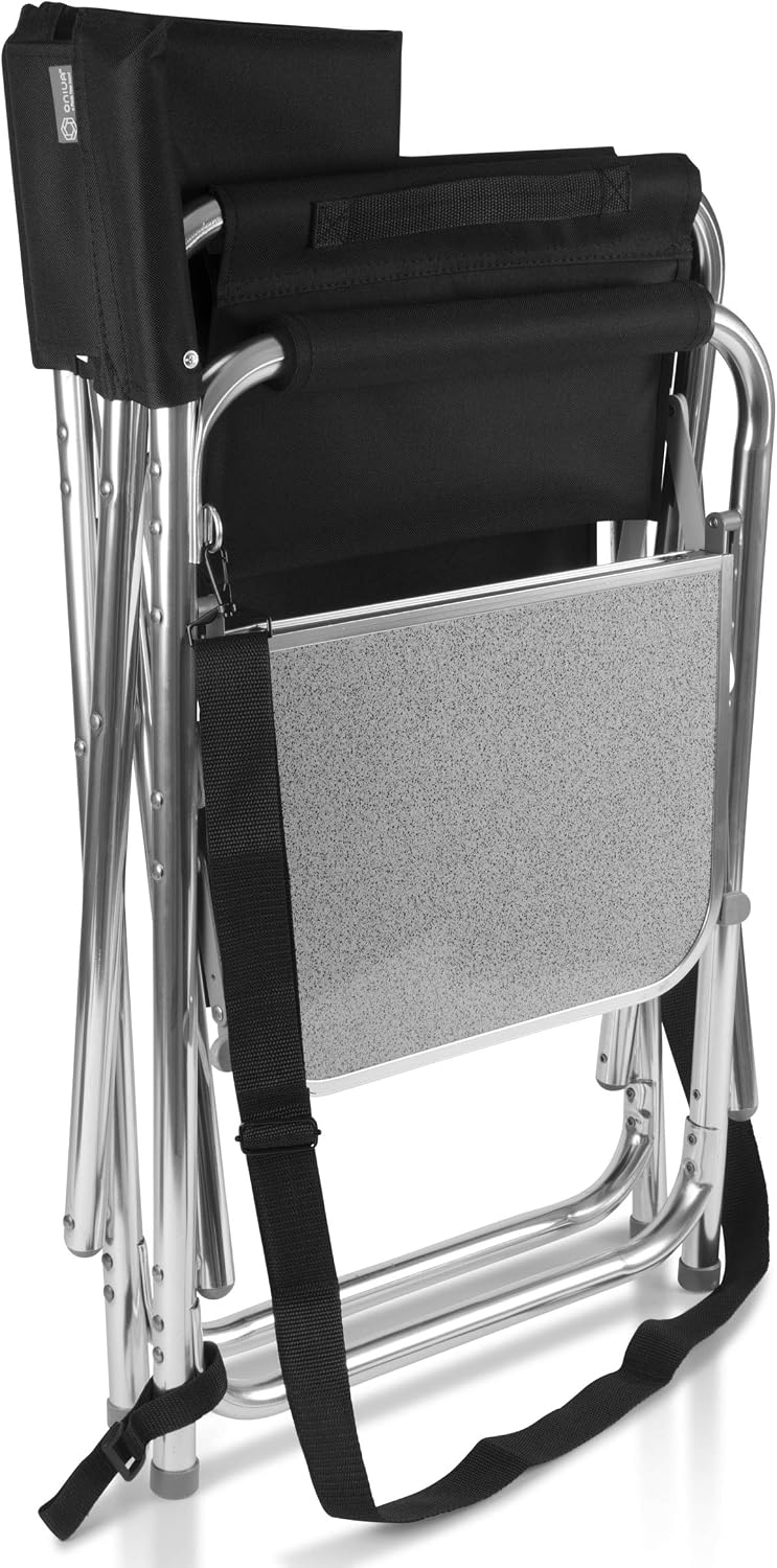 Picnic TIME Disney The Incredibles Sports Chair with Side Table, Folding Beach and Camp Chair, Portable Outdoor Chair with Carry Strap and Storage Pockets, (Black)