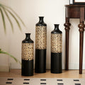 Floor Metal Decorated Vases Set of 3 for Gorgeous Home Decoration Large Glazed Metal Vases (Black)