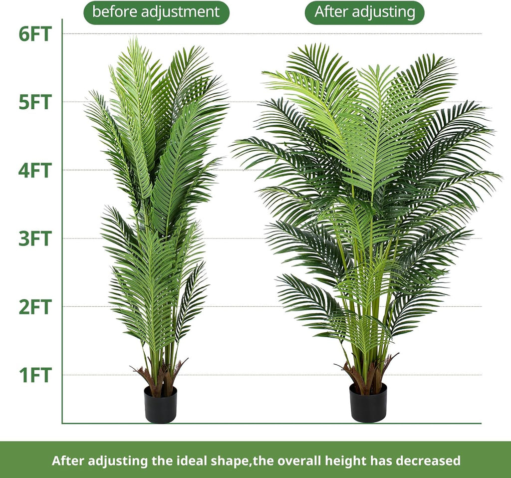 YEPDIN 6 Ft Artificial Tropical Palm Tree With 24 Removable Leaves - Large Faux Plant for Indoors and Outdoors, Silk Housewarming Gift, K185