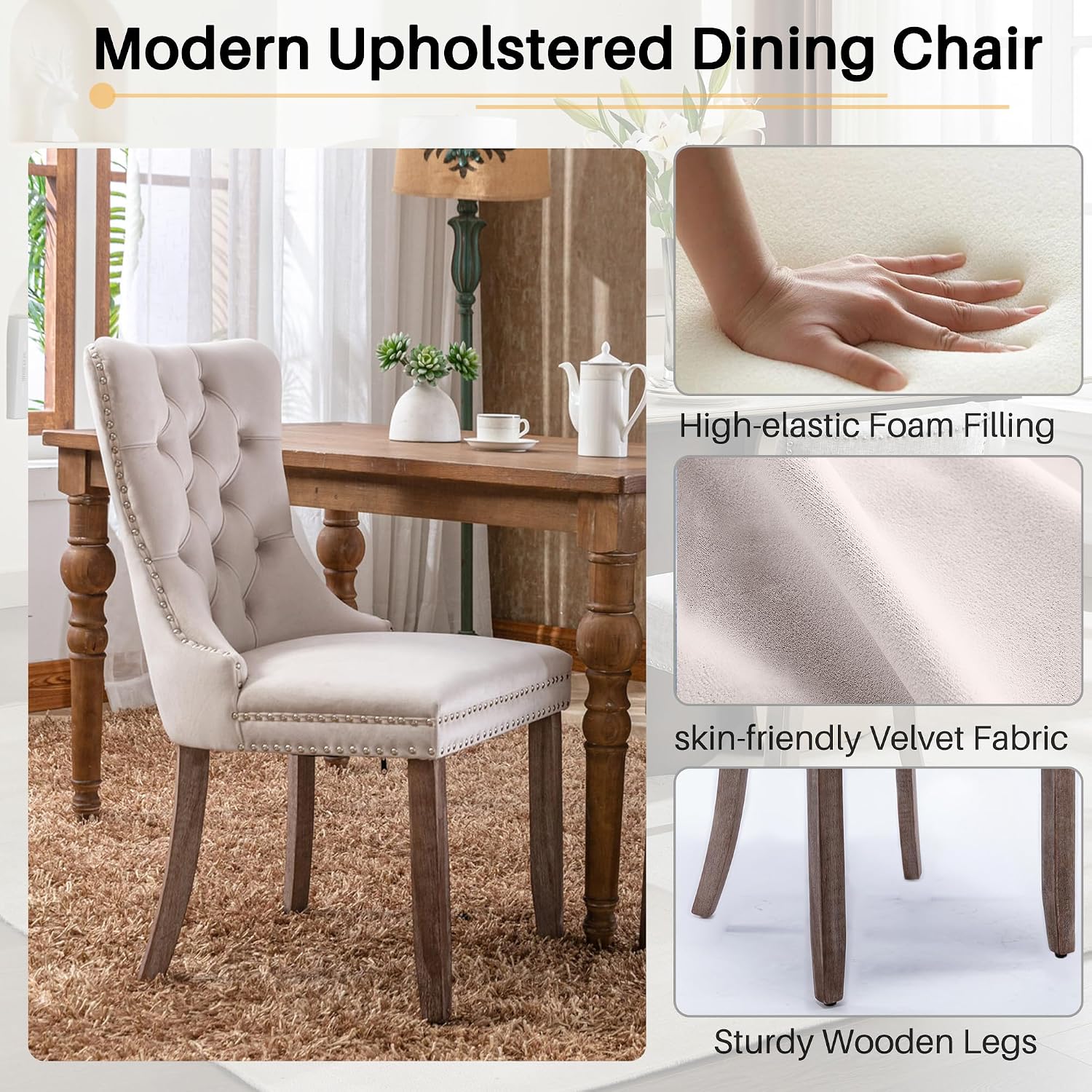 Henf 7 Pieces Extendable Dining Table Set for 6, 63'-79' Faux Mars Kitchen Table Set with 6 Beige Chairs, Faux Marble Expandable Dining Room Tables Set for 6,Modern Dinner Tables Set for 6