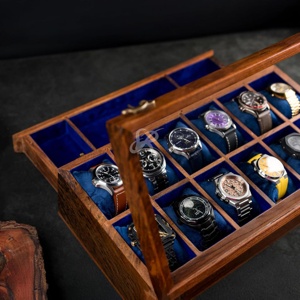 Royal Craft Expertise® 12-Slot Luxury Wooden Watch Box with Drawer – Handcrafted Rosewood Organizer for Men | Elegant Velvet Lining & Ample Storage | Premium Display Case for Watch Collectors