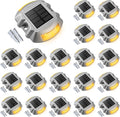 VOLISUN Solar Deck Lights Driveway Dock Lights, 20-Pack Led IP68 Waterproof Outdoor Warning Step Lights for Driveway Sidewalk Garden Pathway Yard(Warm White, Auto On/Off