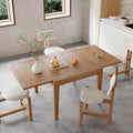 Acanva Rectangle Extendable Dining Table for 4-6 Person, Modern Kitchen Small Space Tables with Solid Wood Legs, Natural Oak