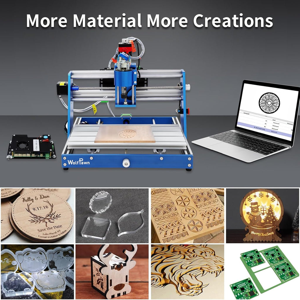 3018 CNC Machine All-Metal CNC Router Machine, with Offline Controller/Emergency-Stop 3 Axis Plastic Acrylic PCB PVC Wood Carving Milling Engraving Machine, XYZ Working Area 300x180x60mm