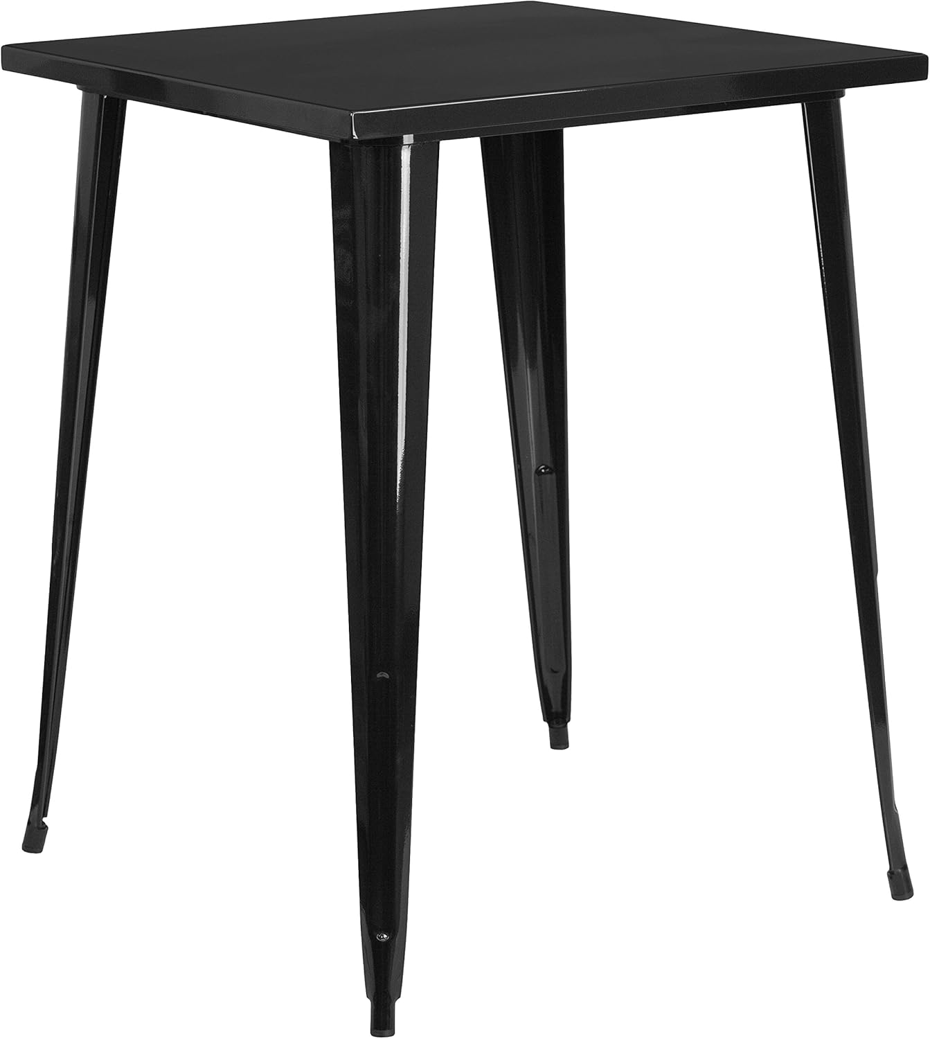 EMMA + OLIVER Commercial Grade 31.5' Square Black Metal Indoor-Outdoor Bar Height Table