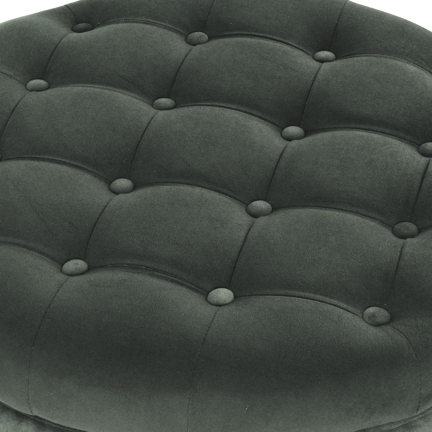 HomePop Home Decor | Large Button Tufted Velvet Round Storage Ottoman | Ottoman with Storage for Living Room & Bedroom, Loden Green Velvet, 28'