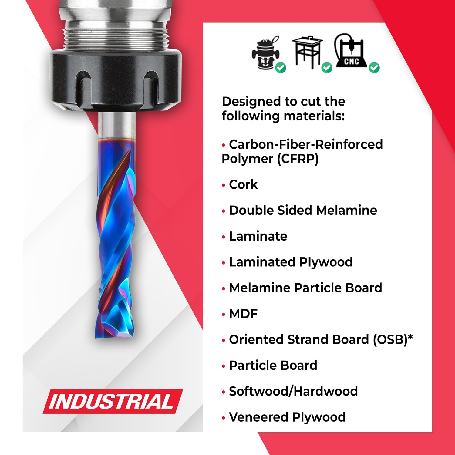 Amana Tool Spektra Extreme Tool Life Solid Carbide CNC Compression Spiral Router Bit, 46195-K, 1/2 D x 1-3/4 CH x 1/2mm Shank x 3-1/2 Inch L 2 Flute