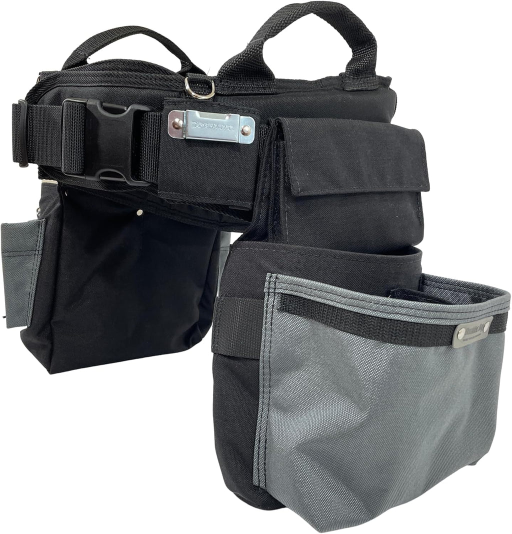 BOULDER BAG Ultimate Electrician's MAX Combo with Comfort Back Support Tool Belt, Quick Release Buckle, Heavy Duty, Silver, (Medium 28-32 Inch Waist), Made in USA