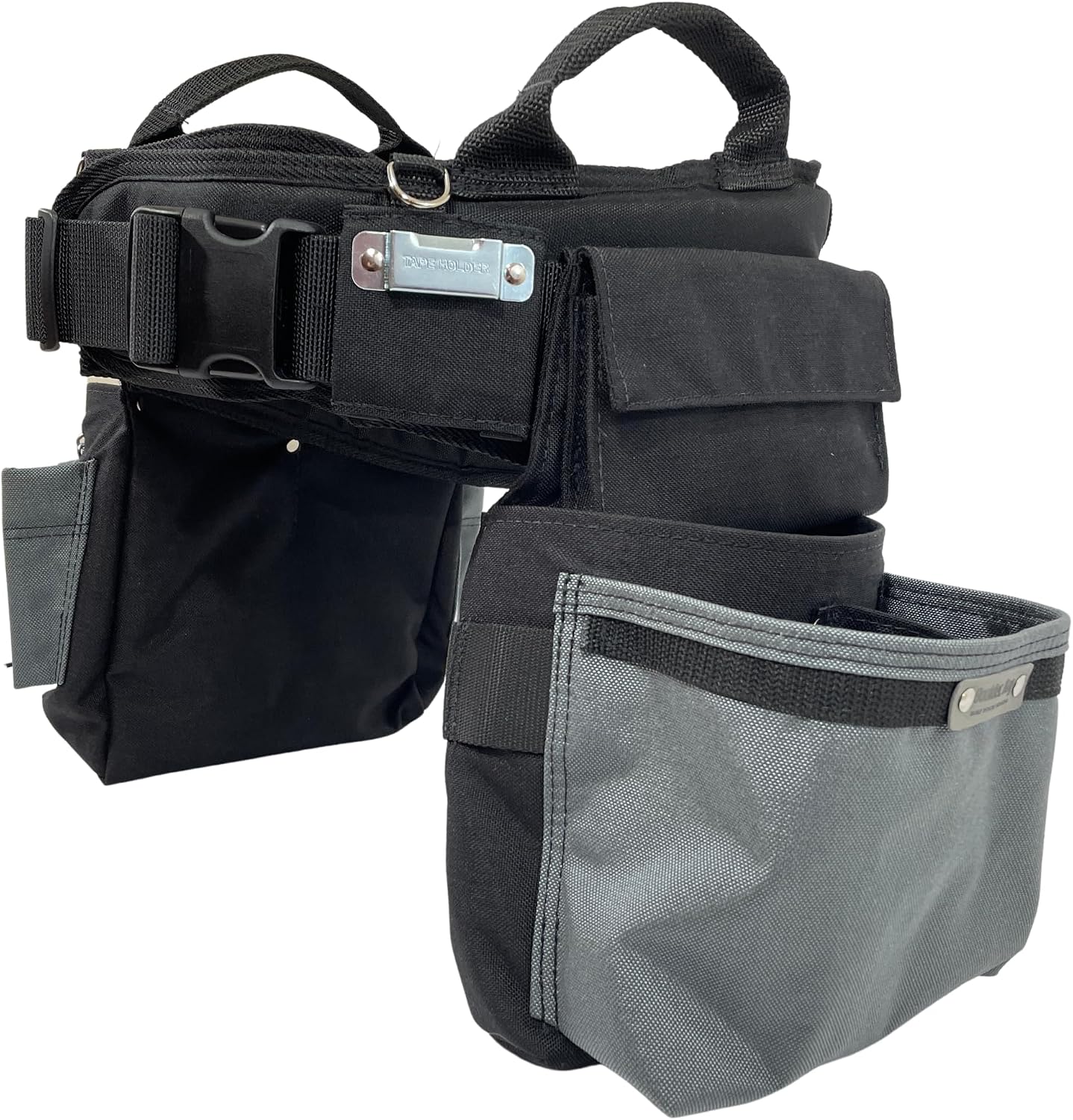 BOULDER BAG Ultimate Electrician's MAX Combo with Comfort Back Support Tool Belt, Quick Release Buckle, Heavy Duty, Silver, (Medium 28-32 Inch Waist), Made in USA