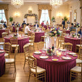 Outpain 6 Pack Spandex Burgundy Round Tablecloths for 60in Tables, 120Inch Stretchy Fitted 5FT Round Table Clothes,Wrinkle Free Table Cover with Skirt for Wedding Party Dining Banquet