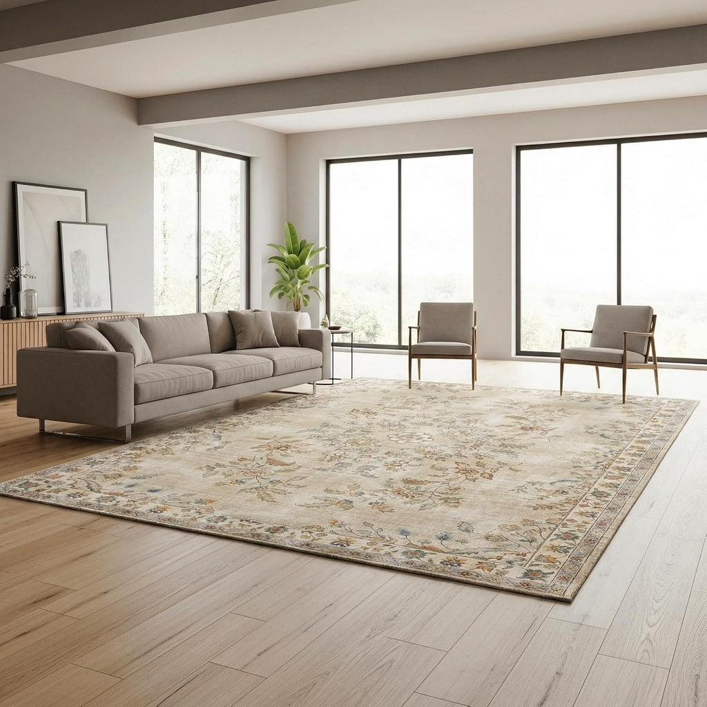 Gertmenian Indoor Easy-Care & Washable Area Rug – 8x10 Large, Ideal for High Traffic Areas in Living Room, Bedroom, Entryway – Candace Beige, 25974