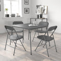 EMMA + OLIVER 5-Piece Multipurpose Folding Card Table and Chairs Set for 4 Players, Padded Top Portable Square Folding Table and Chairs Set, Gray