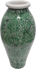 Floor Vase, 24 Inch Mosaic Vase – Tall Cylinder Made of Terracotta with Green Glass Mosaic Pieces – Handcrafted Decorative Home Décor Accent Piece for Bedroom, Living Room, Office