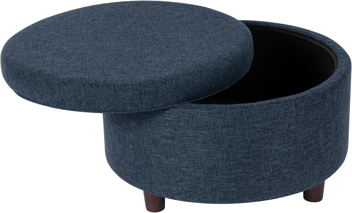 HomePop Round Storage Ottoman - Textured Navy