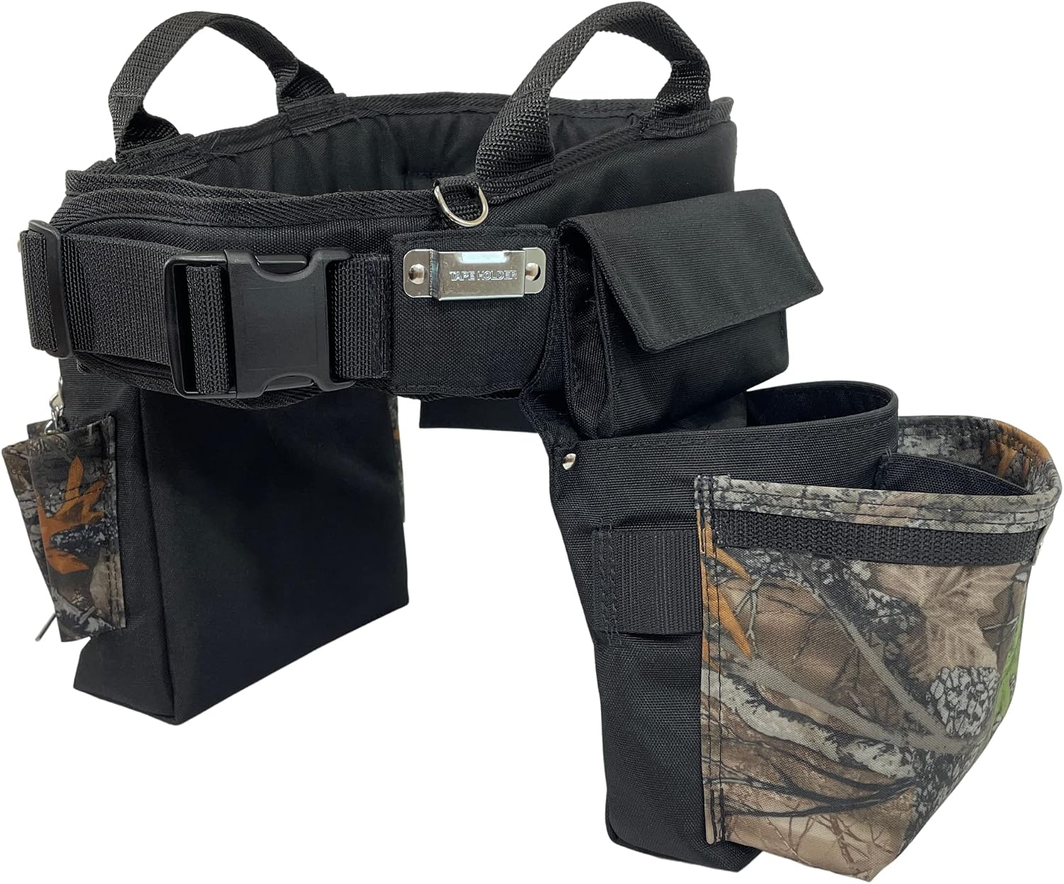 BOULDER BAG Ultimate Electrician's MAX Combo with Comfort Back Support Tool Belt, Quick Release Buckle, Heavy Duty Tool Belt, Camo - Backwoods, (Medium 28-32 Inch Waist), Made in USA