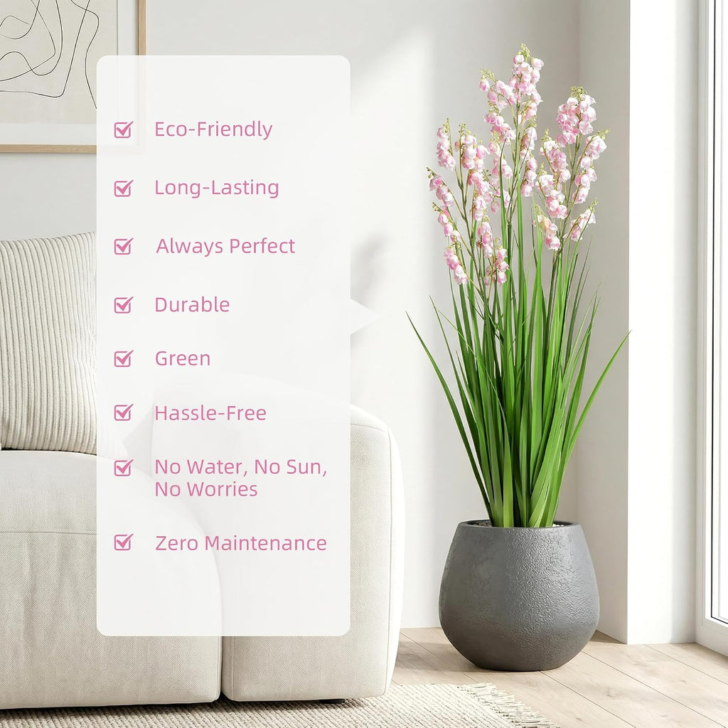 Fake Plants Home Decor Fake Flowers Artificial Plants Outdoor Tall Grass Plant Artificial Pampas Grass Decor Artificial Plants Indoor Fake Grass Living Room Decor Artificial Grass 36' 2PCS（Pink）